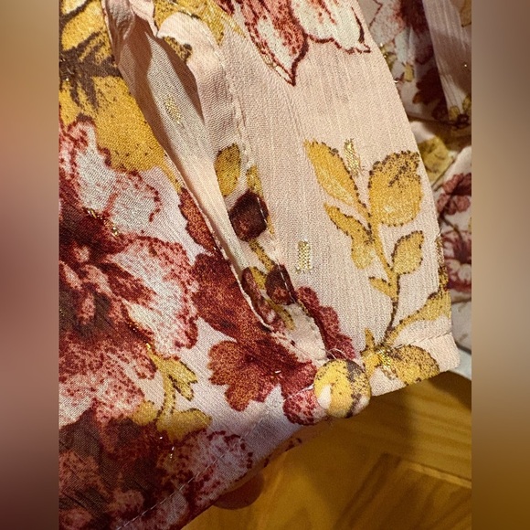 Express long-sleeve cropped blouse featuring a floral pattern women’s L - Picture 5 of 8